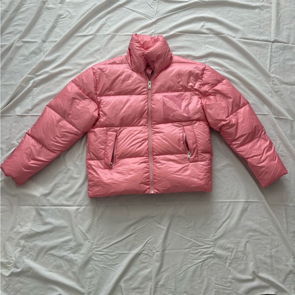 Pink playboy puffer coat size small